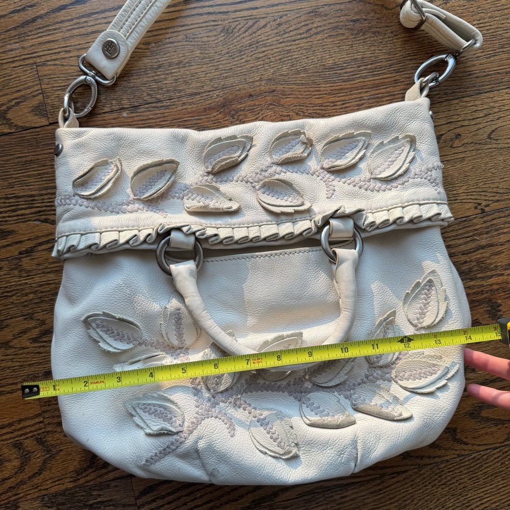 LOCKHEART Rare Y2K Raya Leaflet Ivory Shoulder Hobo Bag Purse - Picture 7 of 12
